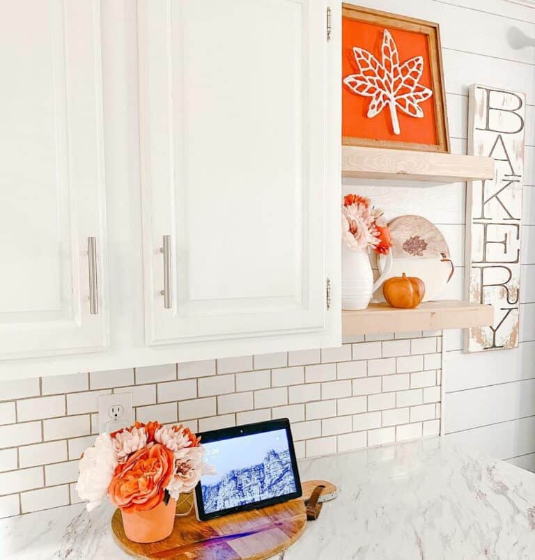Fall Kitchen Décor Mingles With White Cabinets