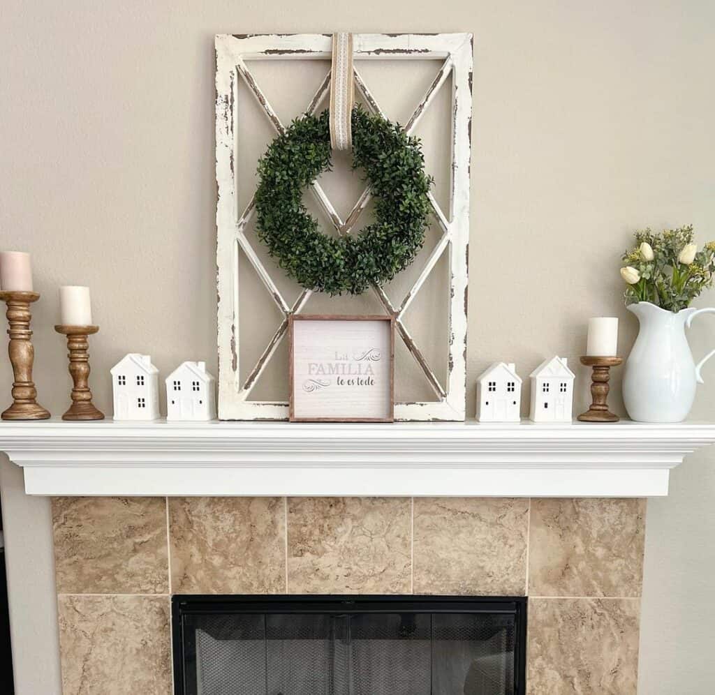 Floating Mantel Embraces Surrounding Neutrals