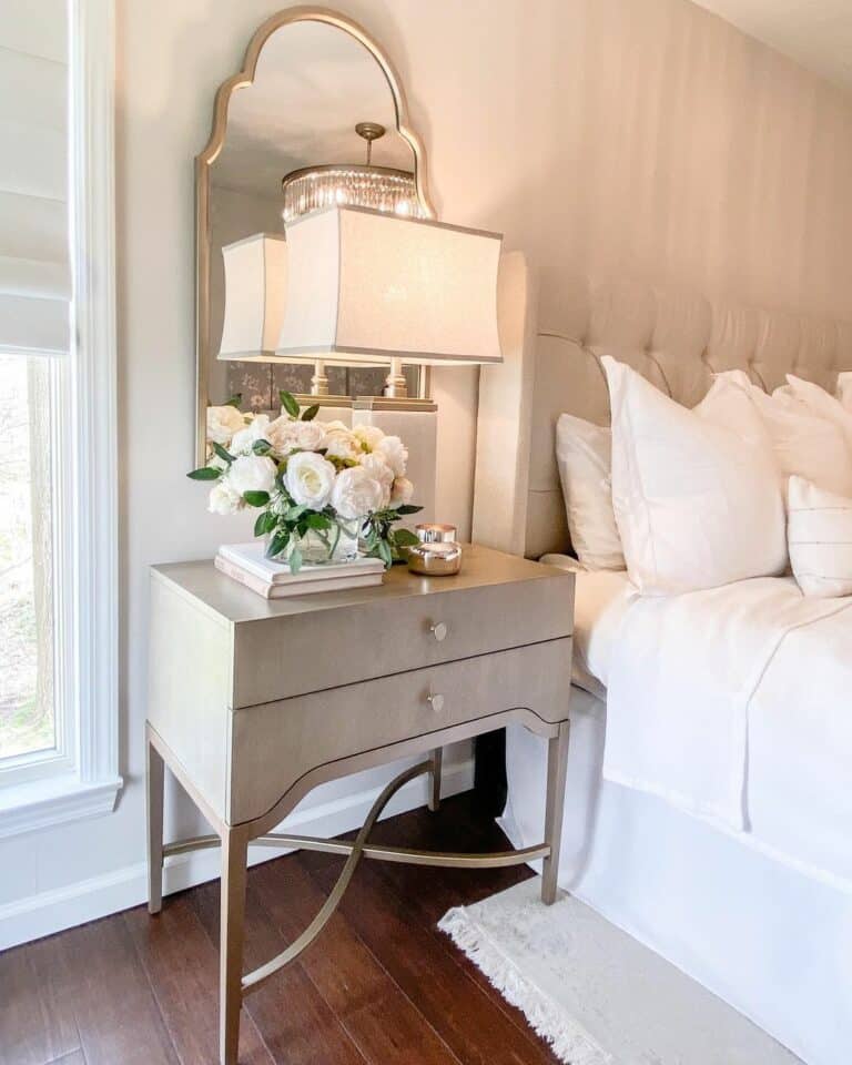 Floral Bouquet Accessorizes an Elegant Nightstand