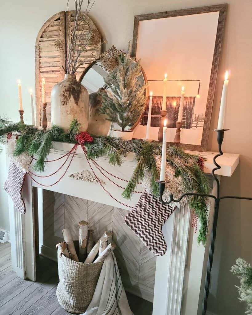 Herringbone Detailing for Faux Fireplace