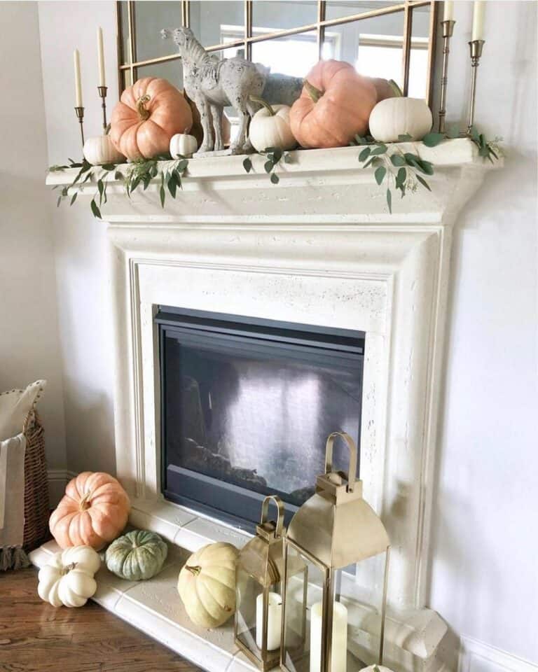 Large Mirror Emphasizes a Fireplace Mantel