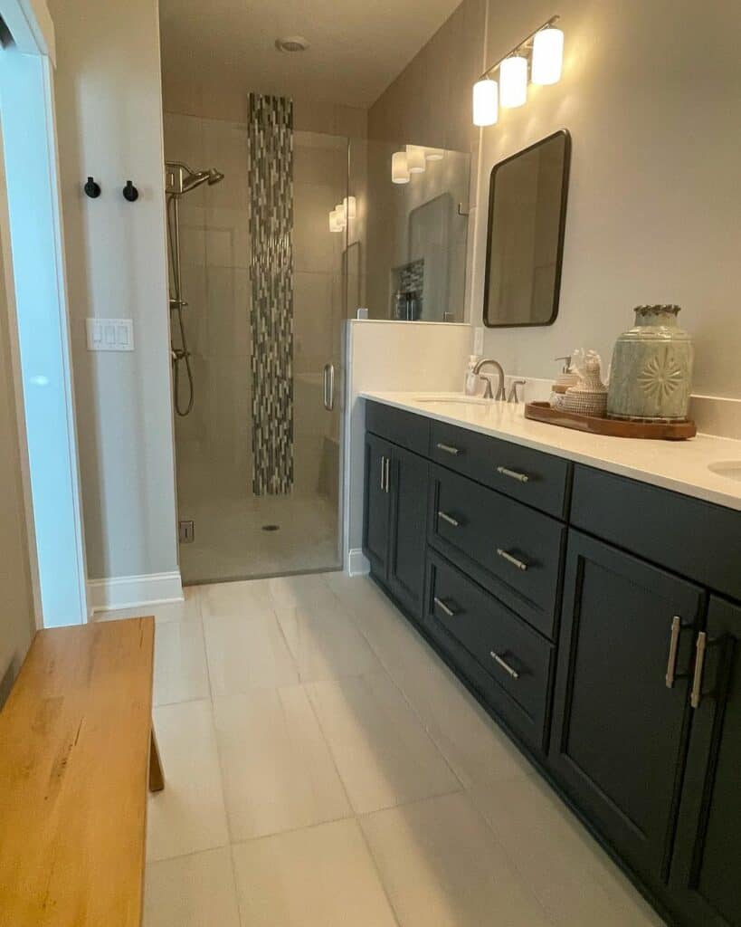 Layers of Vertical Tile for a Stunning Bathroom