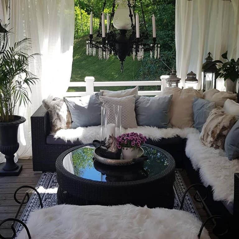 Luxurious Seating Area With Faux Fur Throws