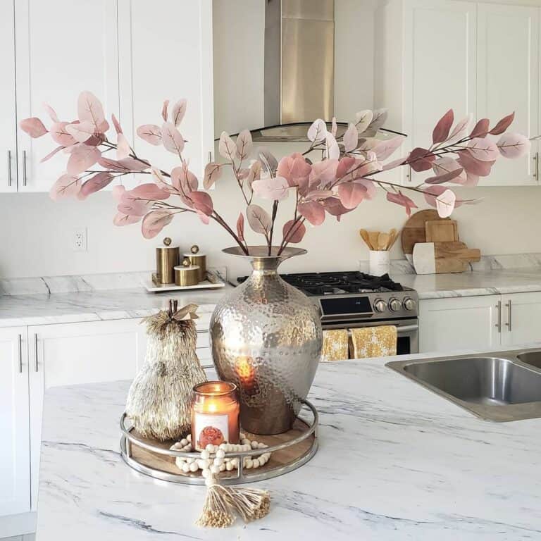 Metallic Vase on a Countertop Tray