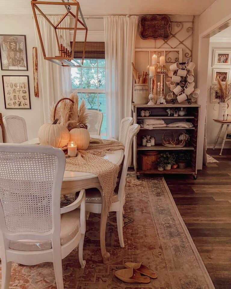 Neutral Fall Centerpiece for Oval Table
