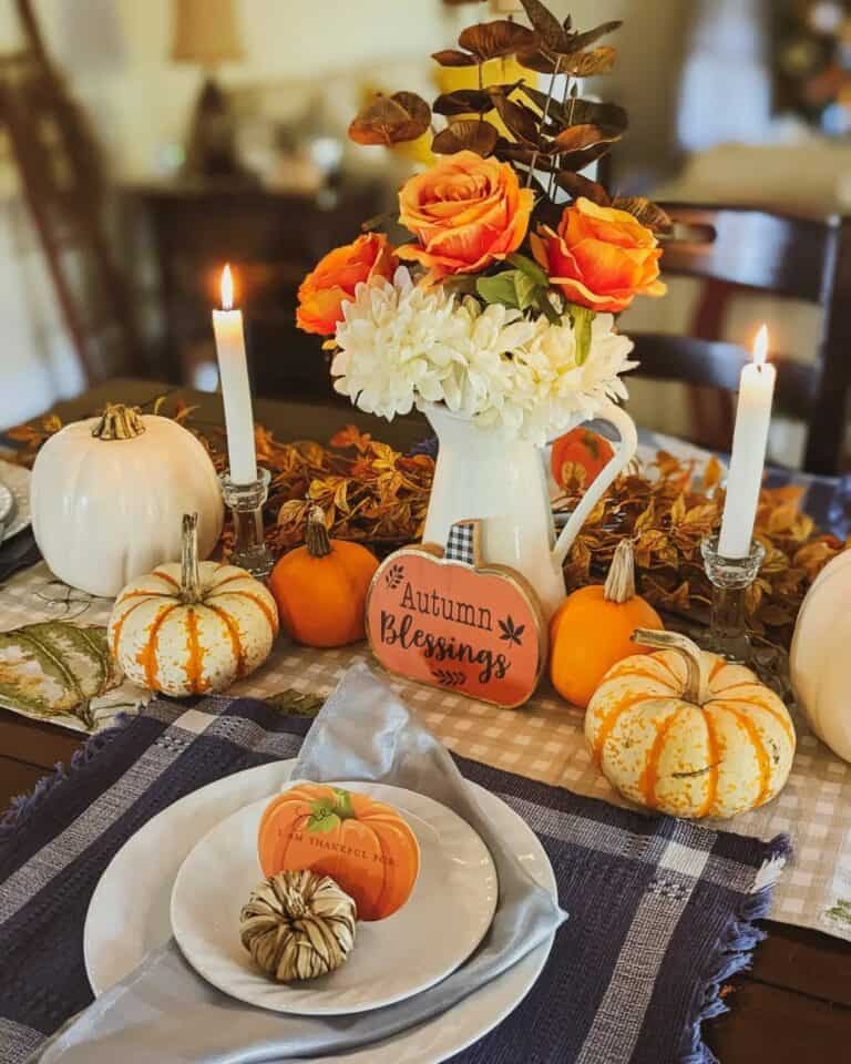 Orange and White Thanksgiving Display