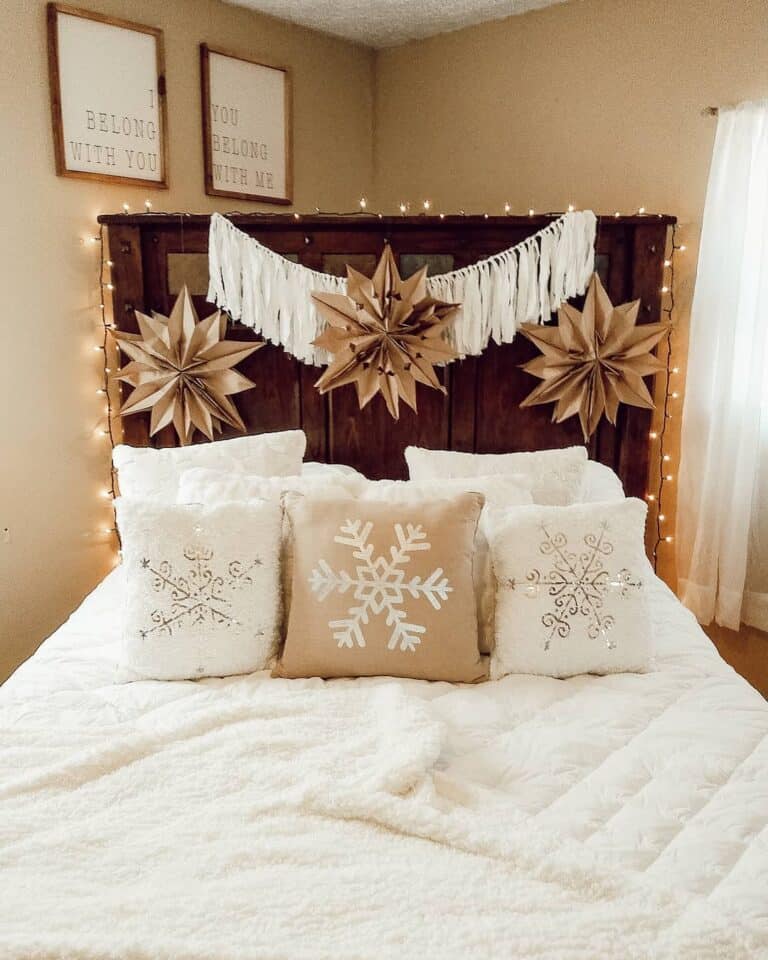 Paper Snowflakes on a Winter Bed