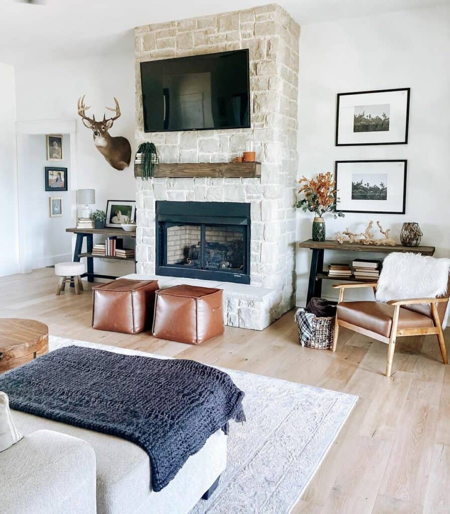 Rustic Stone Fireplace Surround