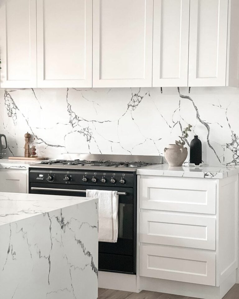 Seamless Kitchen With Marble Slab Island