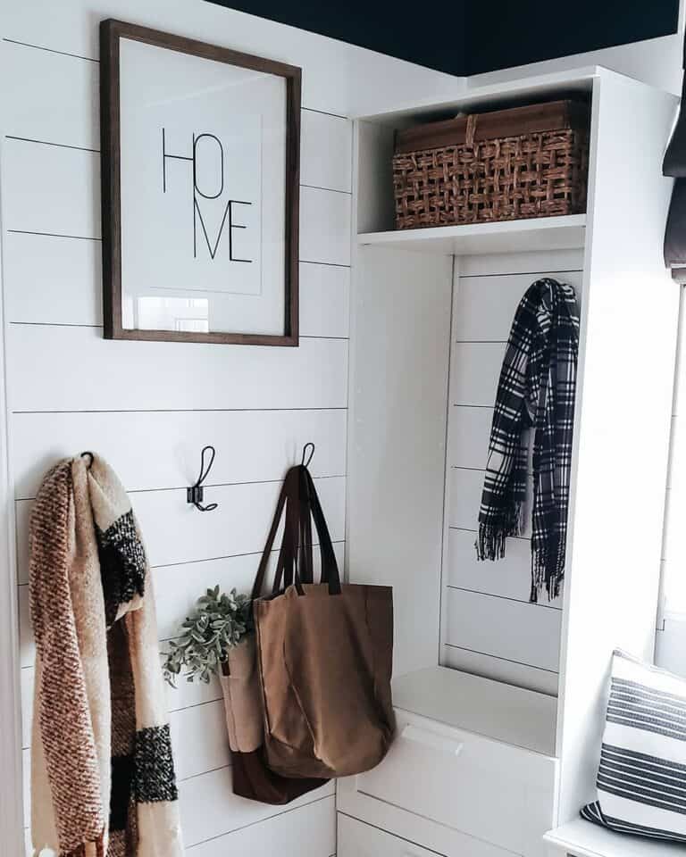 Shiplap Mudroom Walls Enhance a Compact Space