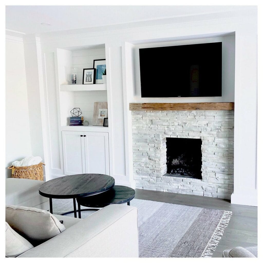 Stone Modern Fireplace Surround in Nook