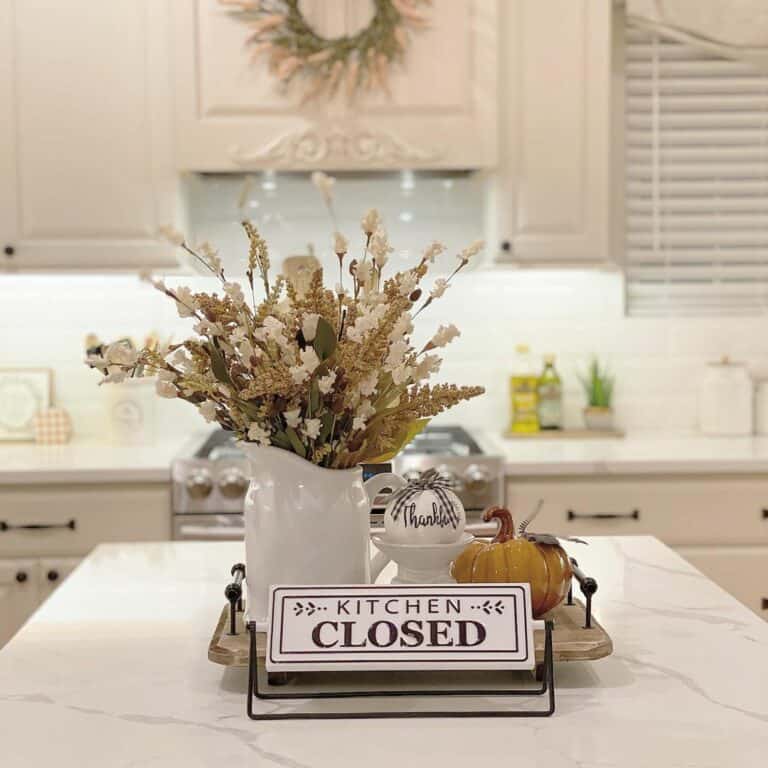 Subtle Fall Display Rests on an Island Countertop