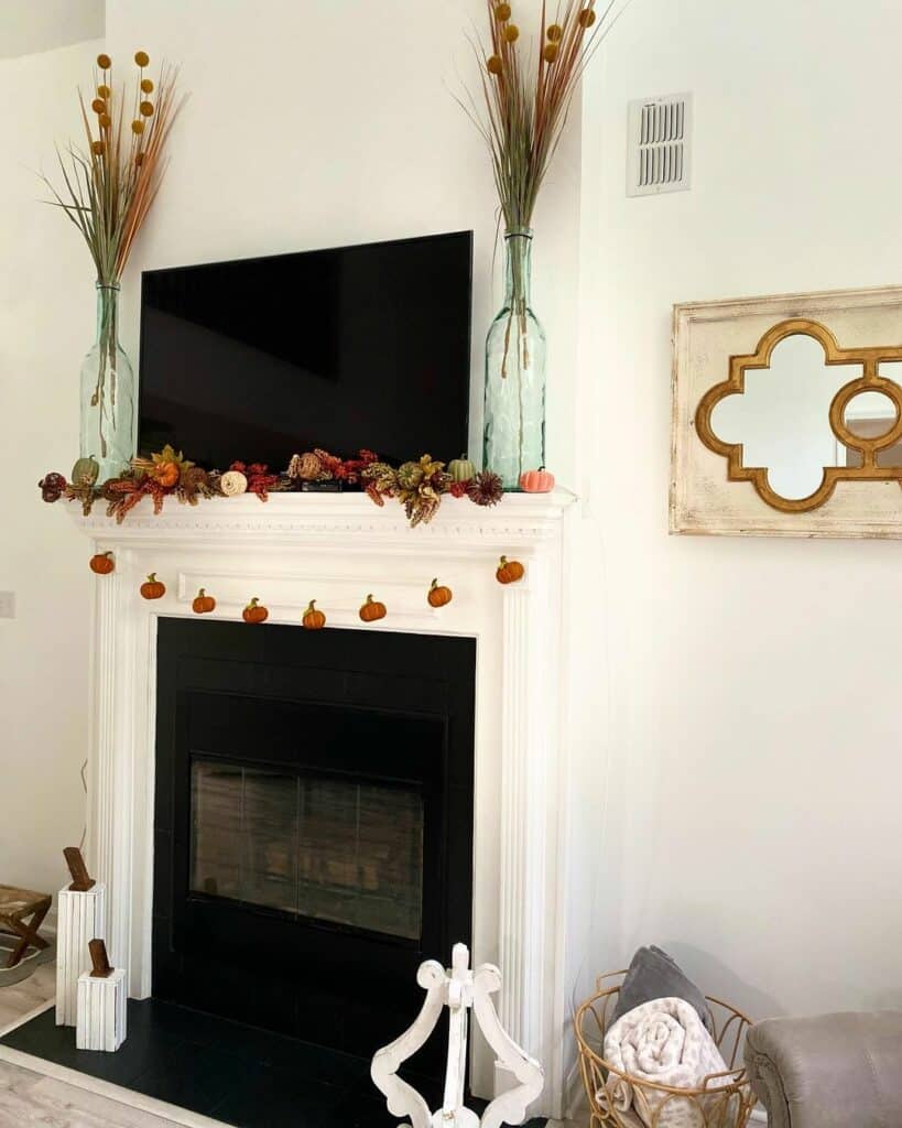 Symmetrical Design for a White Mantel