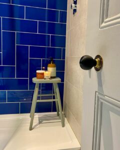 Vibrant Blue Shower Accent Tile Ideas