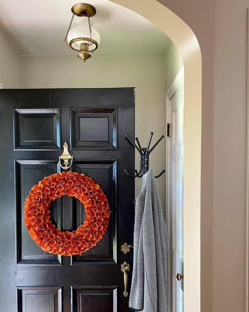 Vibrant Wreath Against a Dark Front Door