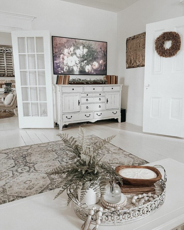 White Décor Enhanced With Vintage Accessories