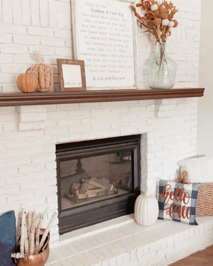White Washed Fireplace Grounded in Gratitude