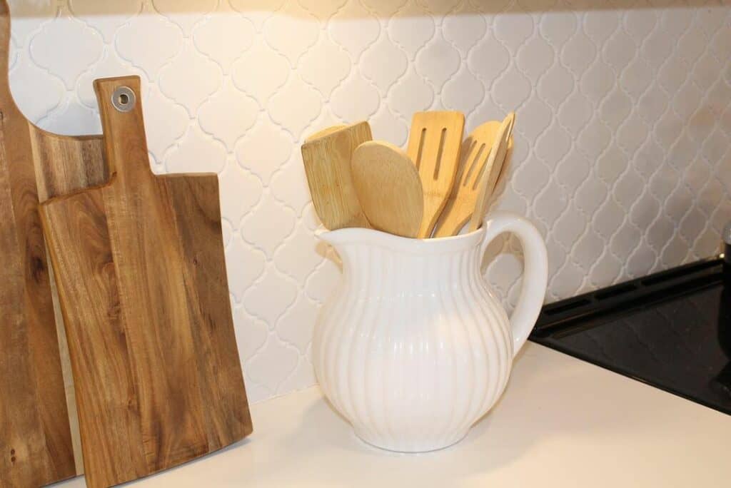 Wooden Utensils in a White Kitchen