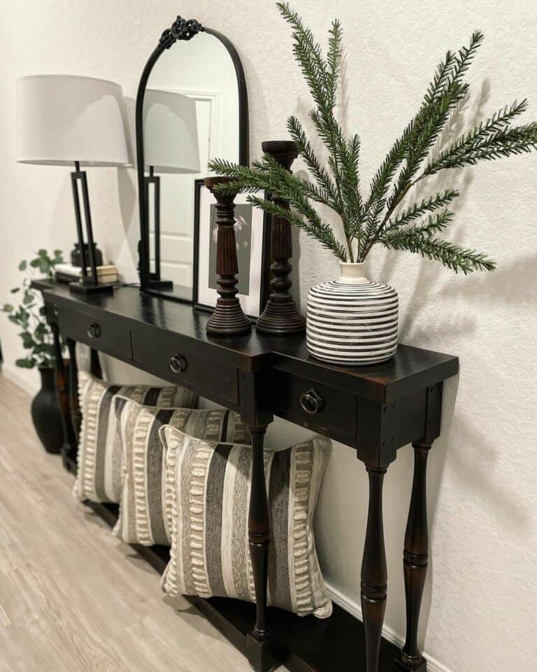 Black Entryway Table Christmas Decor