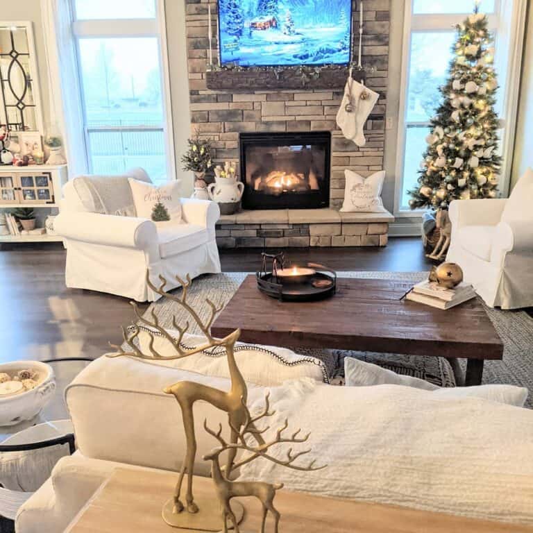 Cozy Cottage Winter Wonderland Living Room