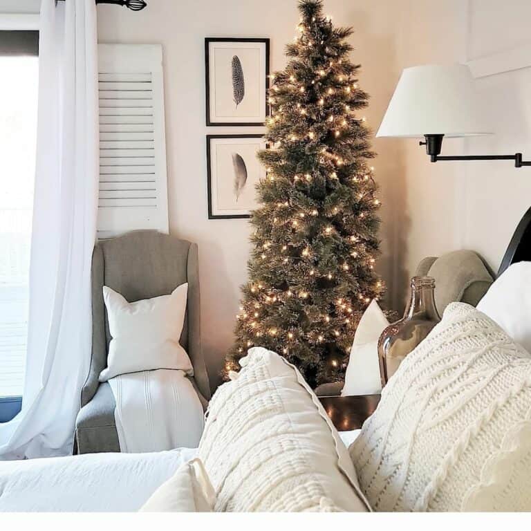 Elegant Neutral Bedroom With Glowing Tree