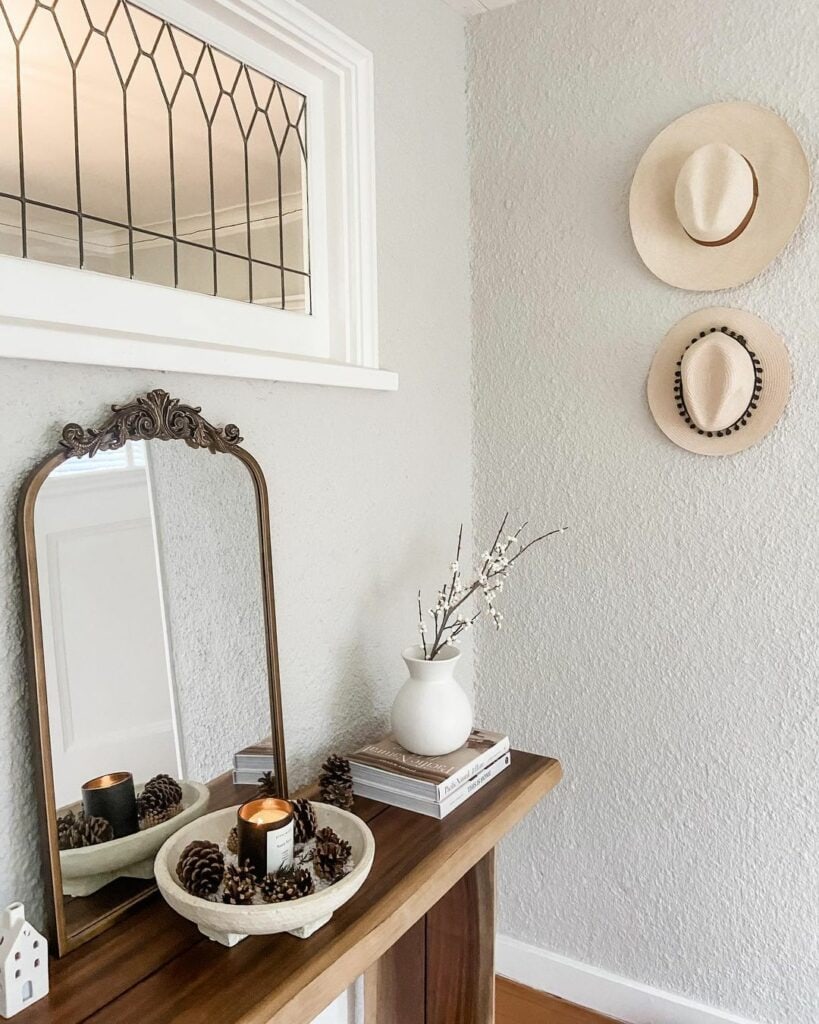 Neutral Console Table Holiday Decorations
