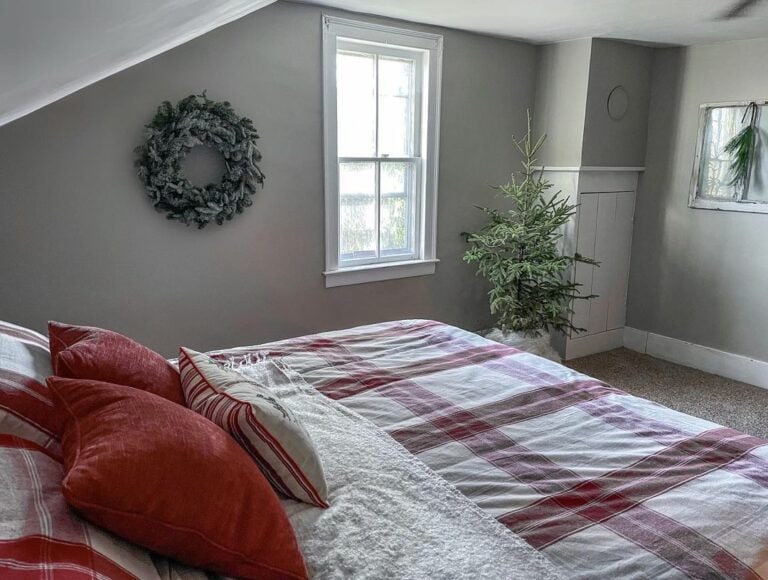 Simple Bedroom With Plain Pine Tree