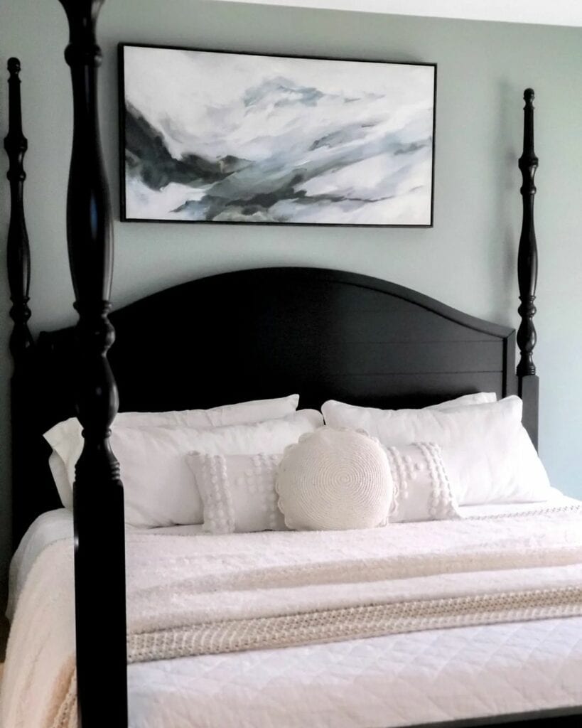 Abstract Artwork Above a Four Poster Bed