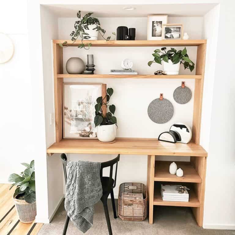 Alcove With a Wooden Built-in Desk