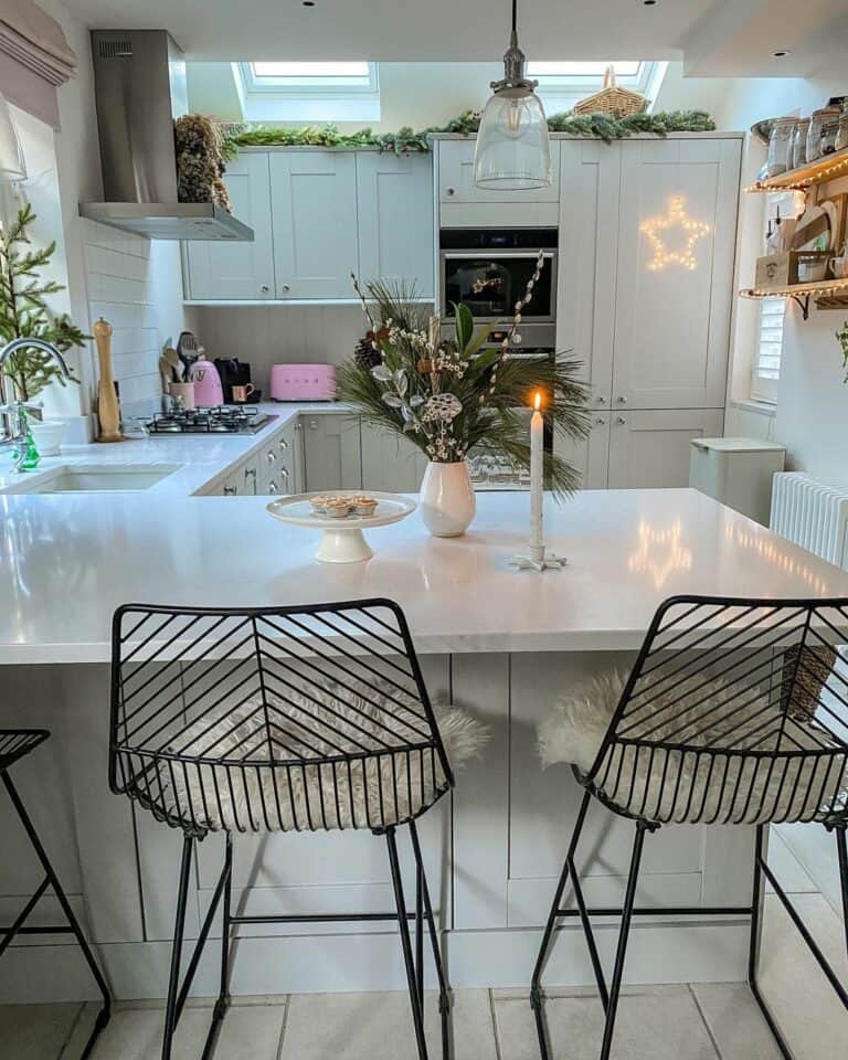 All-white Kitchen With White Countertop Decor