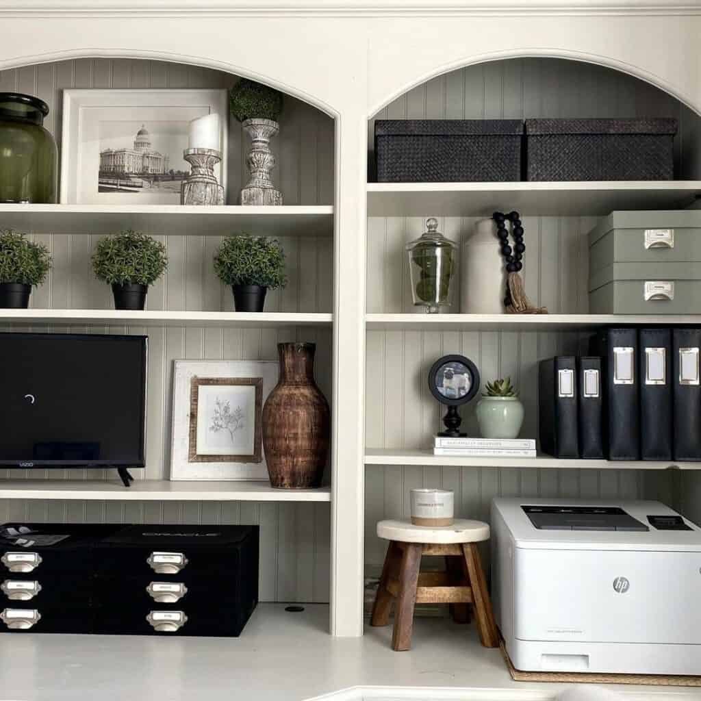 Arched Alcoves Host a Home Office Display