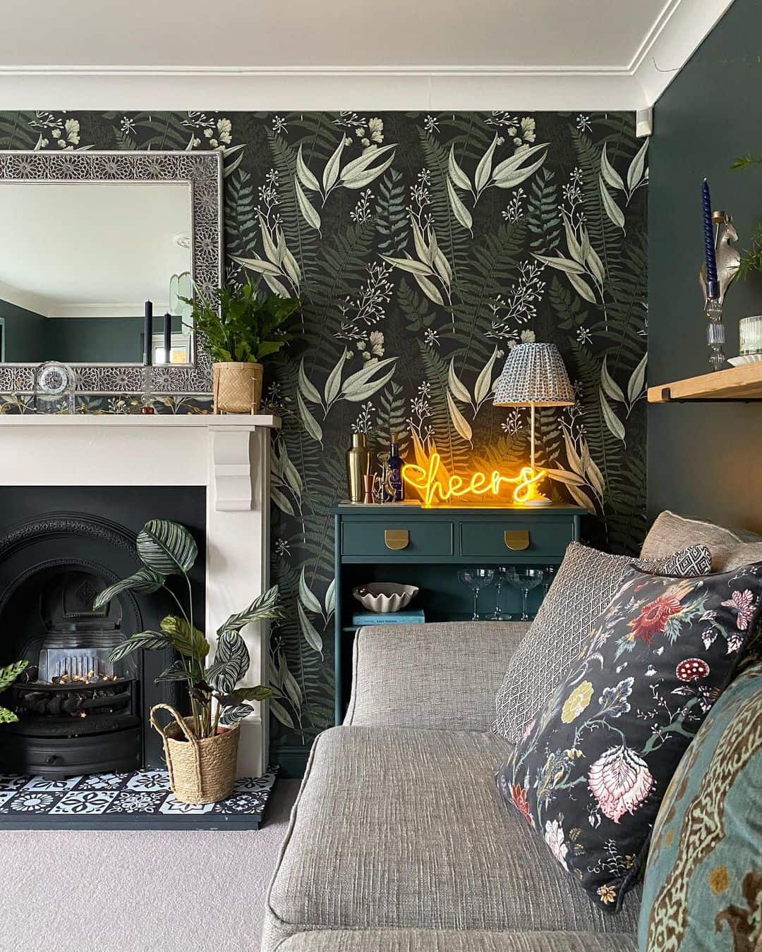 Black and White Patterned Fireplace Hearth Tiles Ideas Soul & Lane