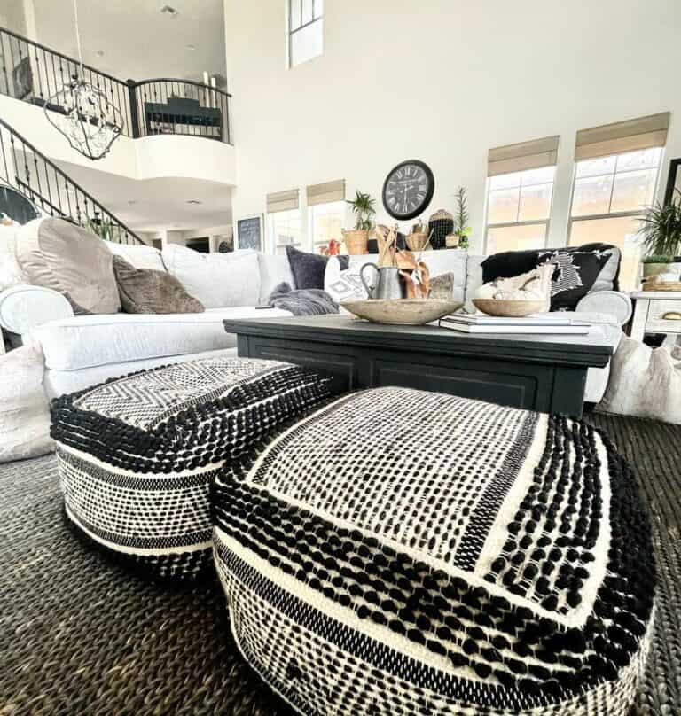Black and White Poufs for Extra Seating