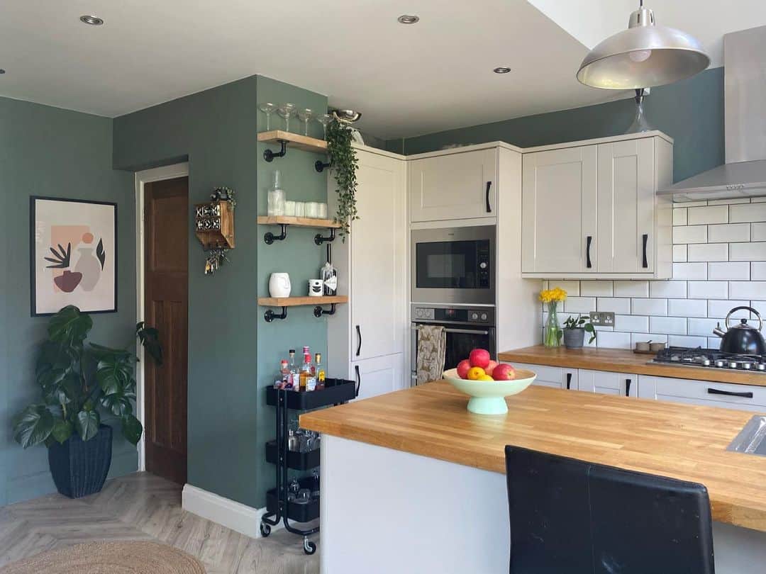 Bohemian Green, White, and Black Kitchen - Soul & Lane