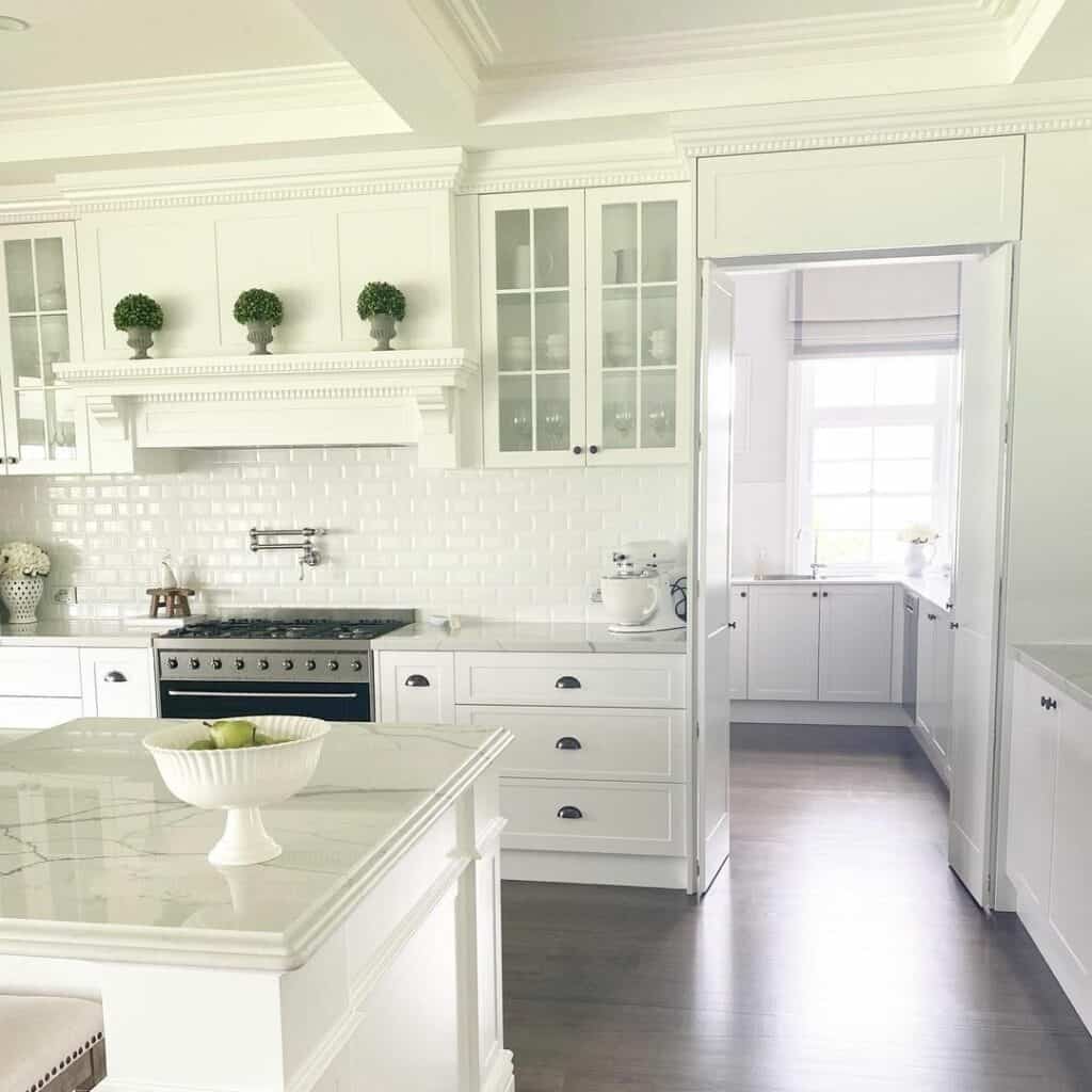 Bright White Kitchen With Dark Nickel Hardware