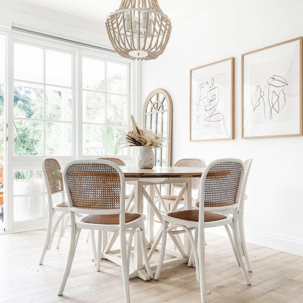 Cane Webbing Displayed on Dining Chairs