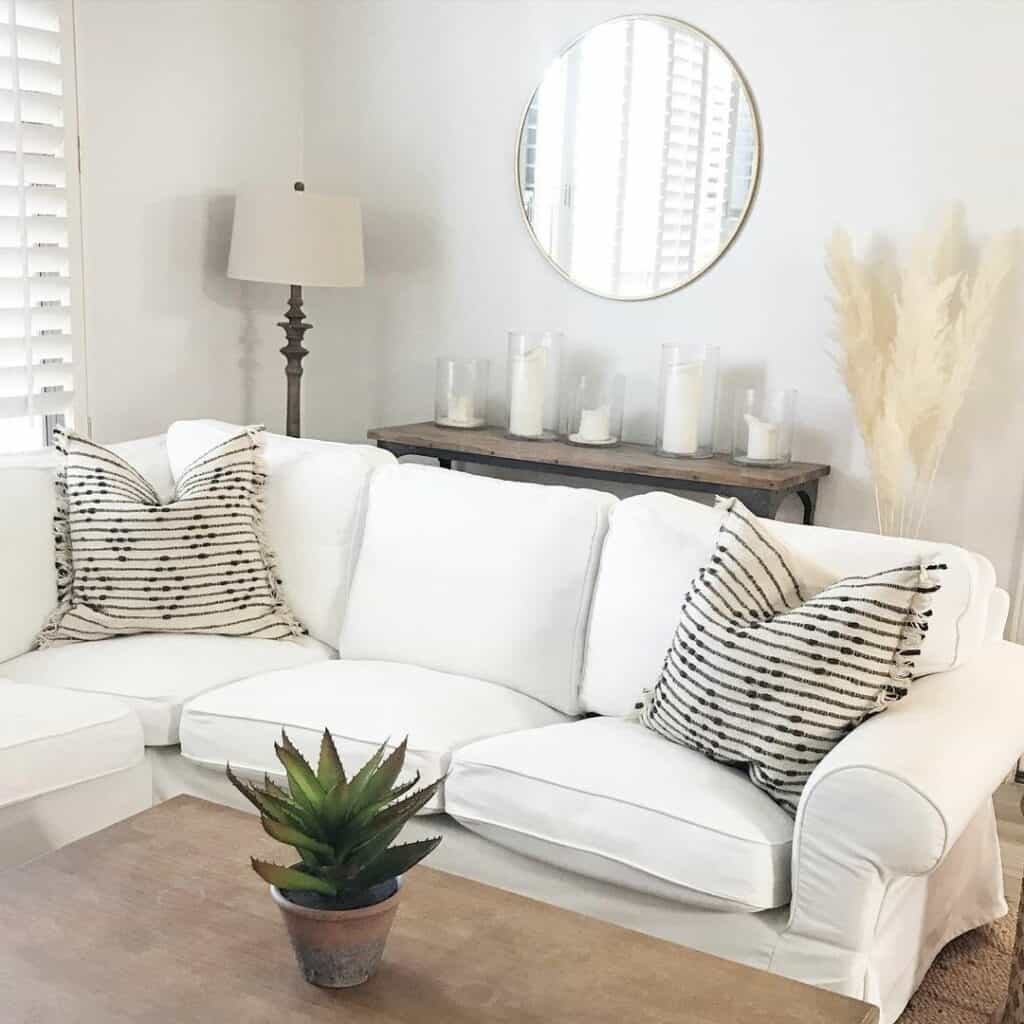 Centered White Sectional Against Window