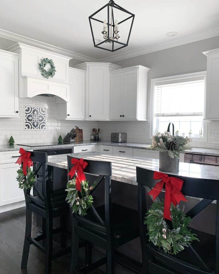 Cheery and Bright White Kitchen With Pops of Red