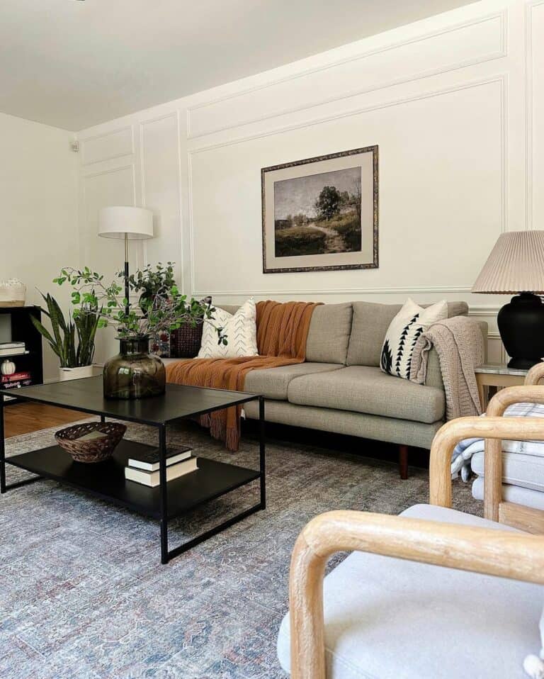 Classic White Living Room With Molding