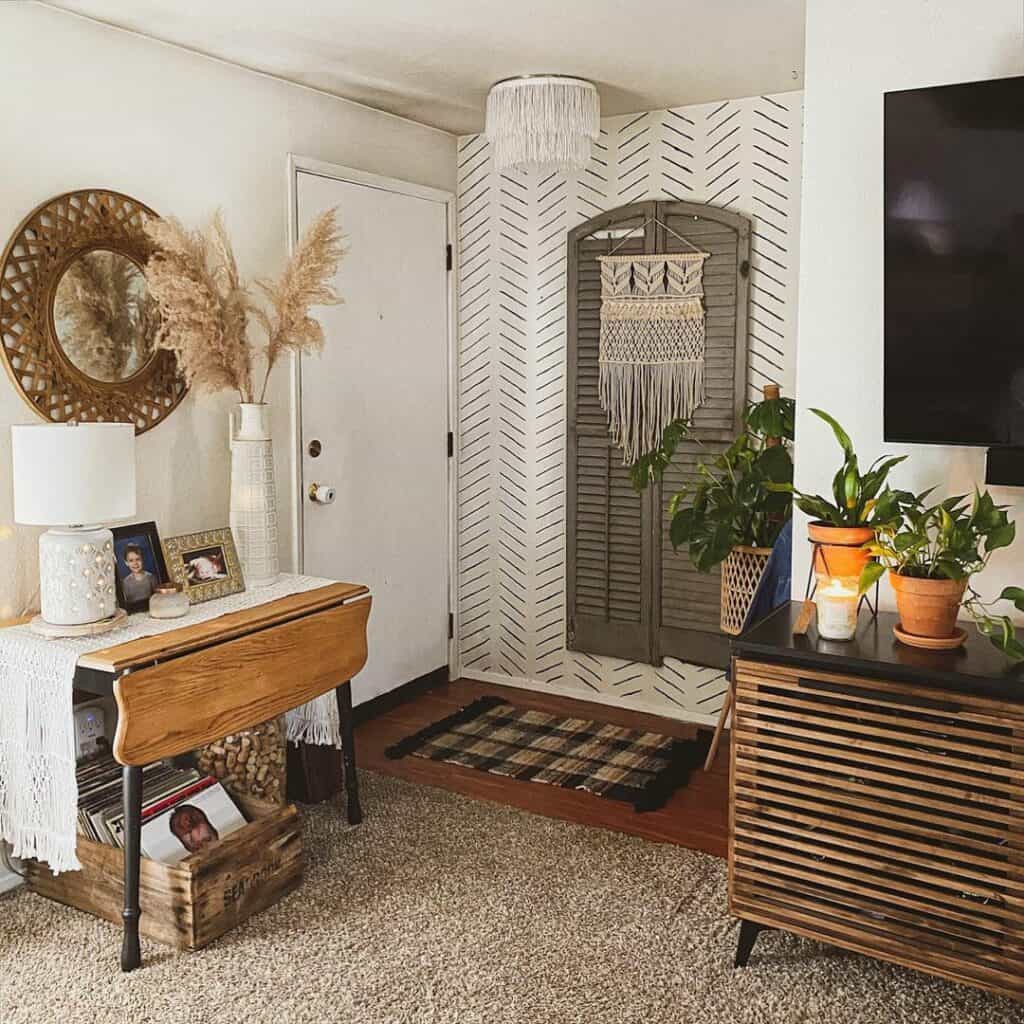 Compact Entryway With a Chevron Accent Wall - Soul & Lane
