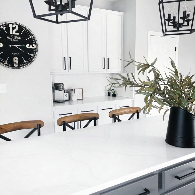 Cool White Kitchen With Black Accents