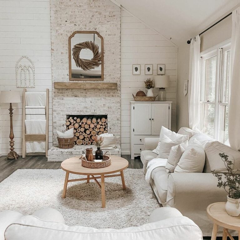 Cottage-style White Shiplap Living Room