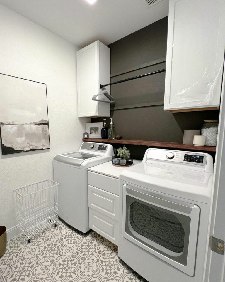 Dark Accent Wall Among All-white Appliances