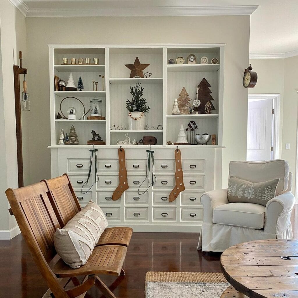 Festive Living Room Shelves