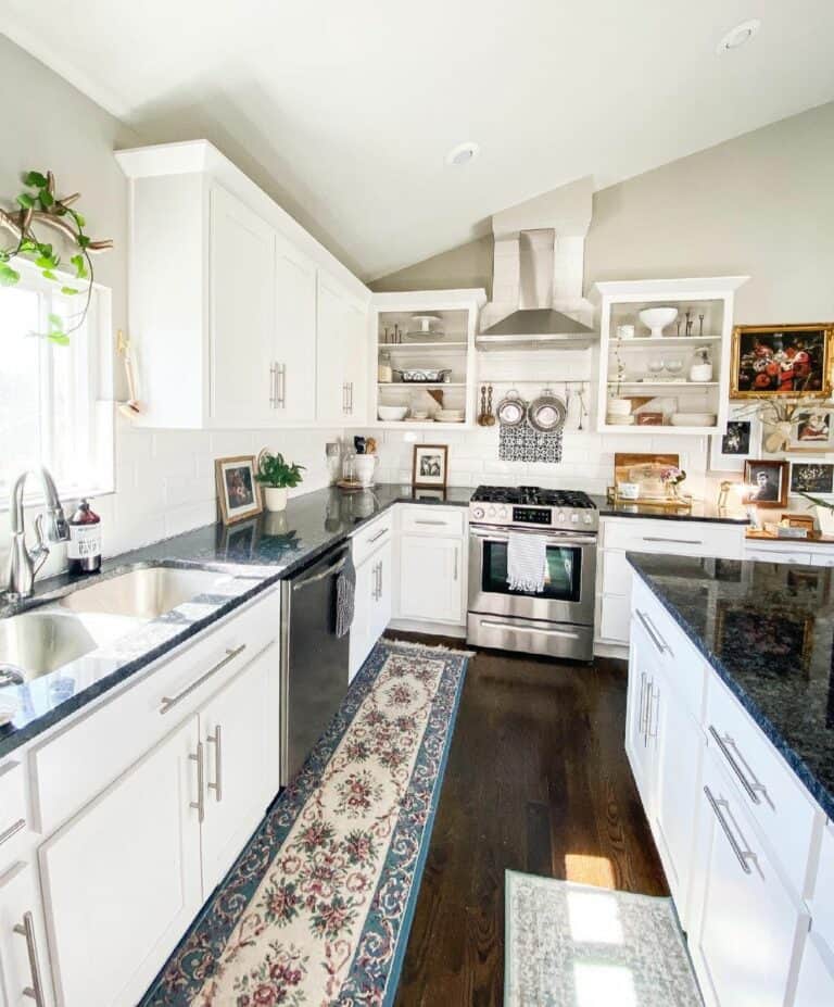 Grand-millenial Kitchen With White Cabinets