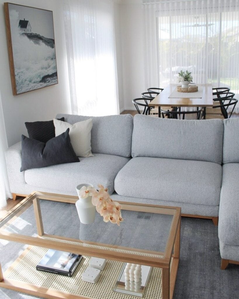 Gray Sofa Placed Against a Wall