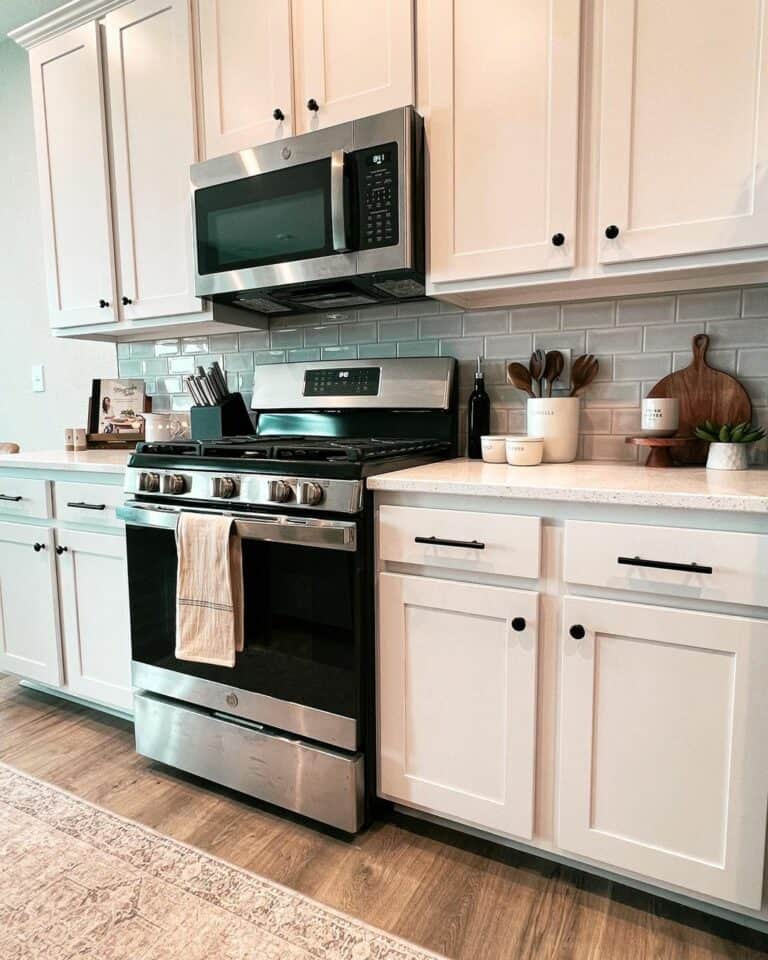 Gray Subway Tile Stainless Steel Appliances