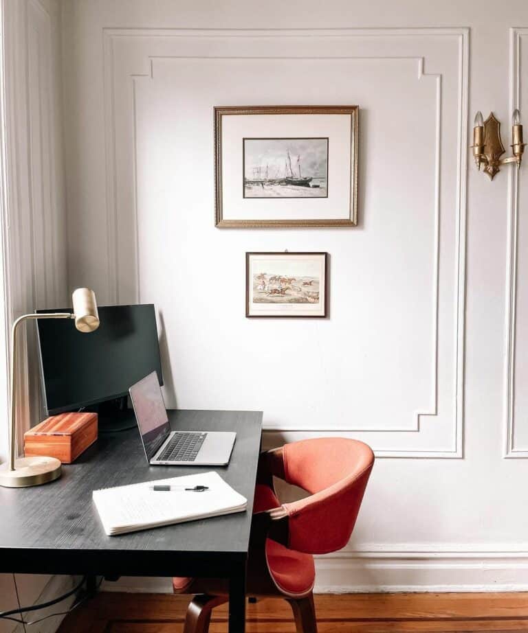 Home Office With Encapsulated Picture Frame Molding