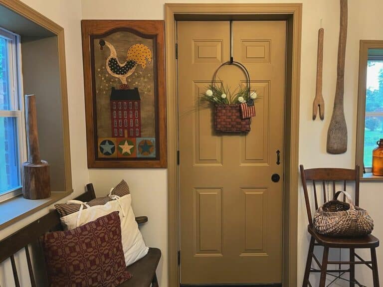 Honey-brown Door as a Mudroom Entrance
