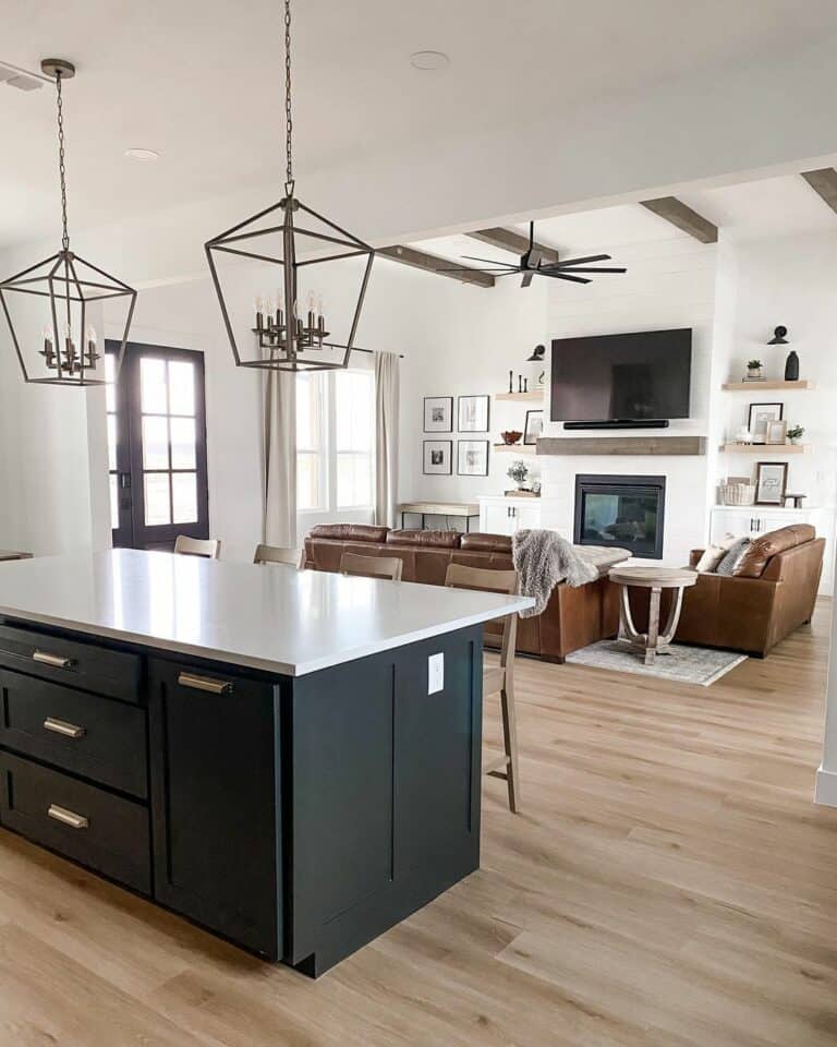 Lantern Pendants and Exposed Wood Beams
